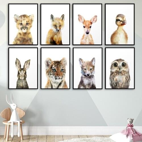 5D Diamond Painting Lion Tiger Fox Rabbit Deer Bear Owl Wall Art Canvas Painting Nordic Poster Children Room Room Decoration