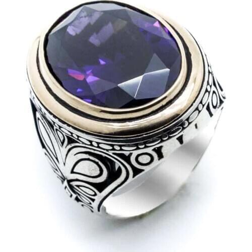 925 sterling Silver Purple Zircon Stone Ring