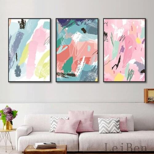 Abstract Creative Graffiti Nordic Simple Colored Patches Poster For Living room Entrance Home Decorative Canvas Painting