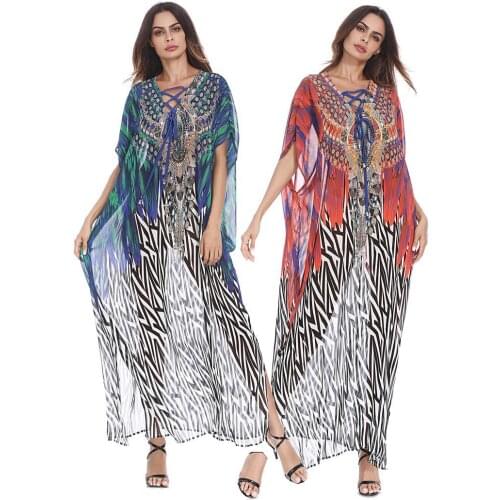 Arabic plus Size Womens Clothes Hot-Selling Summer Ethnic Print Dress islamic clothing women muslim dubai muslim sets