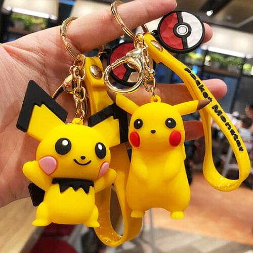 Cute Cartoon Pokemon Pikachu Keychain Action Figure Keyring TAKARA TOMY Pokémon Psyduck Figure Pendant Model Dolls Kids Gift Toy