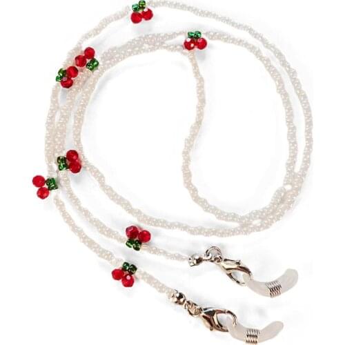 Fashion Reading Cherry Glasses Chain Retro Beads Eyeglass Sunglasses Spectacle Cord Neck Strap String Mask Chain Eye Wear Gifts