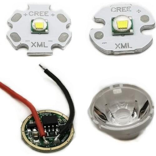 Cree XM-L LED T6 White Light with 20mm star pcb+ 3.7V 5modes led Driver +T6 15degree led Lens with Base Holder kit