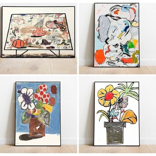 Flowers - Eddie Martinez Art Print, Pop Art Print, Abstract art print, Contemporary Art, Eddie Martinez Poster, Abstract Wall A