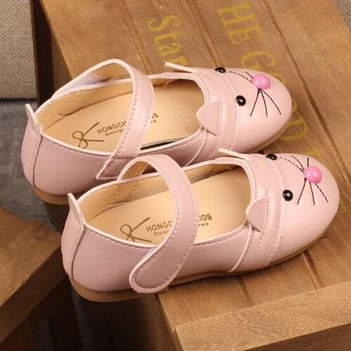 Childrens Flats New Arrival Cute Pink Cat Decorative Princess Party Performance Shoes Soft Rubber Shoes For Toddler Baby Enfant