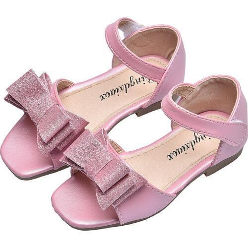 Skoex Kids Casual Shoes Girls Fashion Flat Open Toe Princess Sandals Cute Bows Children Little Girls Summer Breathable Sandals