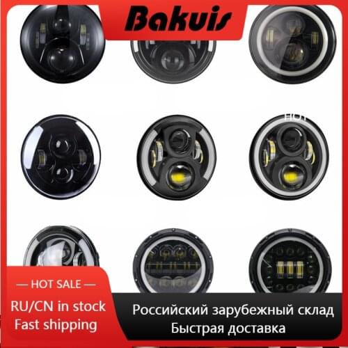 7" Inch H4 LED moto Headlight For Harley Davidsion Softail Slim Fat Boy 7inch Halo Angel Eye DRL Led Motorcycle Headlamp