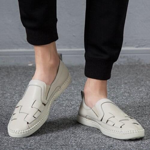 FIXSYS 2021 Men Summer Sandals Lightweight Casual Shoes Leather Man Casual Loafers Outdoor Slides Lightweight Street Walk Shoes