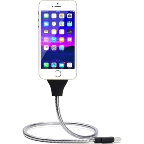 Flexible Phone Holder Lazy Bracket Stand UP USB Charging Stand Up Cable Phone Charger Holder iPhone Samsung Huawei Android