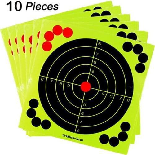 10 Pcs Shooting Paper Targets 12 inch Adhesive Target Florescent Paper Targets for Gun/Rifle/Pistol/Airsoft/BB Gun/Pellet Gun