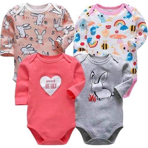 4Pcs/set baby rompers Cotton roupas menino newborn girl clothes Long Sleeve Overalls Jumpsuit infantis Clothing sets