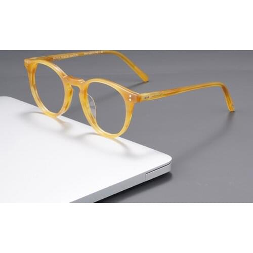 Acetate Eyeglass Frames O'Malley OV5183 Eye Glasses Frames for Women Round Glasses Frames Vintage Eyeglasses Yellow Frame