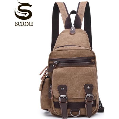 Hot Fashion Trend Chest Pack Mens Backpack Vintage Canvas Backpack School Bag Mens Travel Backpack Large Travel Backpack bag