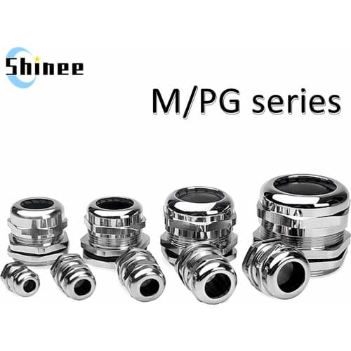 1piece Nickel Brass Metal IP68 Waterproof Cable Glands Connector Wire Glands For 3-44mm Cable High Quality M PG Cable Glands
