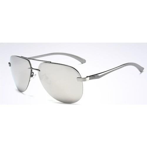 New Design Pilot Double Bridge Mirror Polarized Sunglasses Men Rimless Ultralight Fashion Anti UV