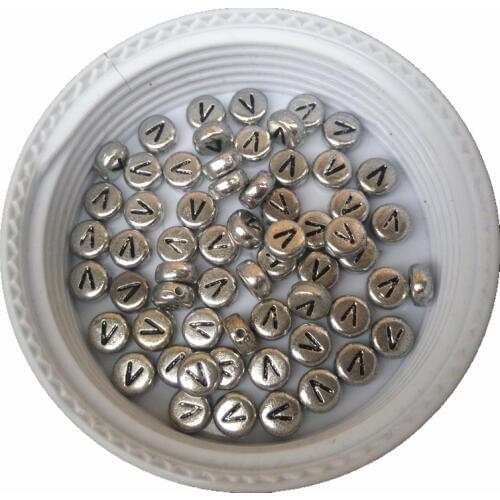 Wholesale Single Letter V Beads,3600PCS/Lot 4*7MM Coin Flat Round Shape Plastic Acrylic Alphabet Letter Beads for Bracelet