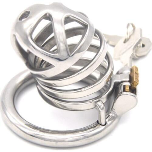 Stainless Steel Hollow Creative Chastity Device Bondage Penis Cage Chastity Lock Cage Sexual SM Products for Men G7-243C