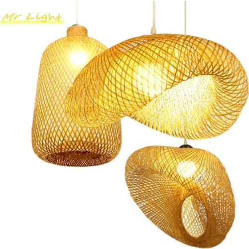 Retro Bamboo Lamp Indoor Decor Pendant Lights Lighting Rattan Pendant Lamp Restaurant Kitchen Dinning Hanging Lamps Luminaries
