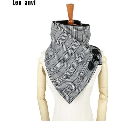 Leo anvi plaid Houndstooth wool winter women men scarf fashion shawl neck wrap scarves wrap Unisex scarf Horn Toggle Closure
