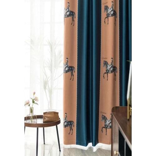 New Nordic Style Cotton and Linen Curtain Knight Printing Jacquard Curtain Modern Customization Curtains for Living Room Bedroom