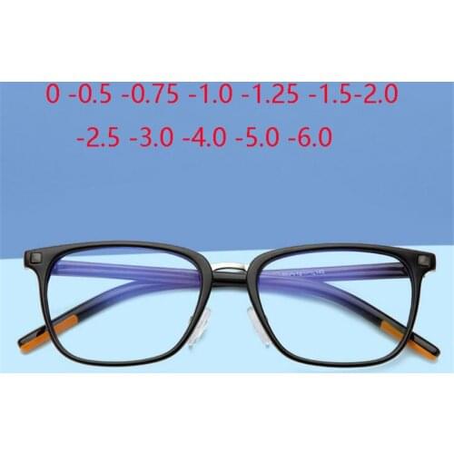 Blue Light Blocking TR90 Square Myopia Eyeglasses Finished Vintage Myopic Lens Diopter Glasses Prescription 0 -0.5 -0.75 To -6.0
