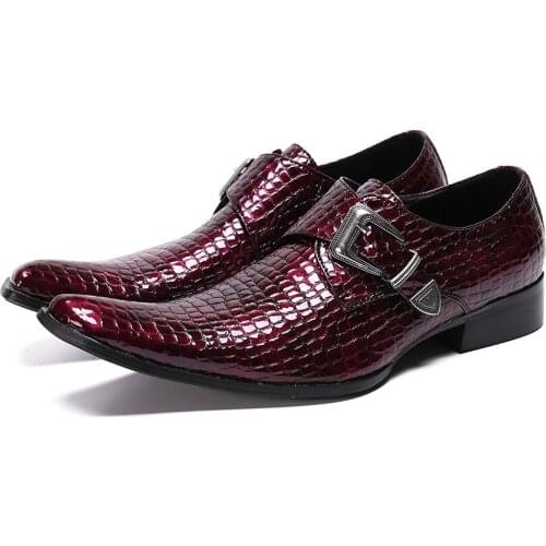 Christia Bella Wine Red Genuine Leather Male Large Size Pointed Toe Shoes Mens Classical Wedding Shoes Men Fashion Party Shoes