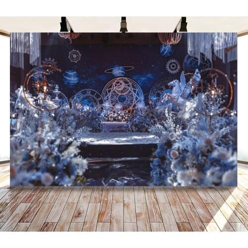 Fantasy Starry Sky Planet Gear Moon Pegasus Backdrops Photo Vinyl Background Decorations for Girls Birthday Photography Props