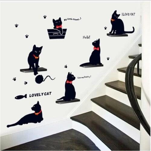 Наклейки кошки на стену VWH China At AliExpress