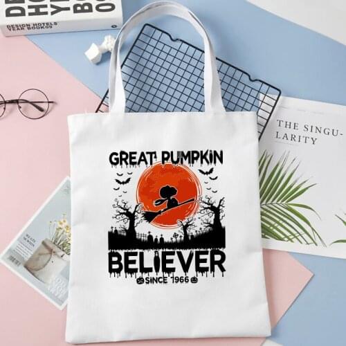 Pumpkin Tote Bag Funny Halloween Tote Trick or Treat Reusable Bag Women Shopping Bag Eco Friendly Market Tote Halloween Tote Bag