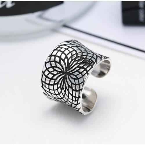 Simple Style Retro Silver Color Wide Open Ring Charm Womens Jewelry Anniversary Party Accessories Birthday Gift