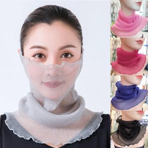 1PC Women Shawl Neck Protection Collar Fashion Sunscreen Scarf Outdoor Sunshade Thin Scarf Hanging Ear Face Covers Neck Braces