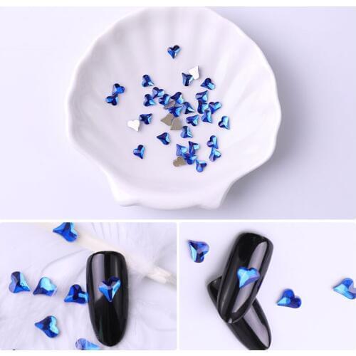 10 pieces Flatback Colorful Heart Nail Rhinestone For Nail Art Decorations Crystal Glass Stone Manicure 3D Shiny Rhinestone Gem