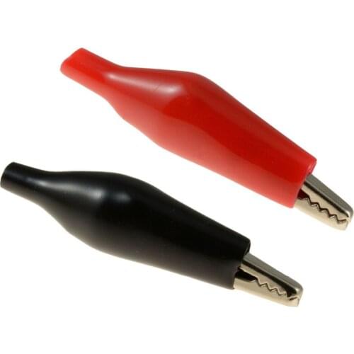 100 PCS/lot, S Size Metal Alligator Clip crocodile electrical Clamp Coated Testing Probe Meter 28MM Black & red Plastic Boot