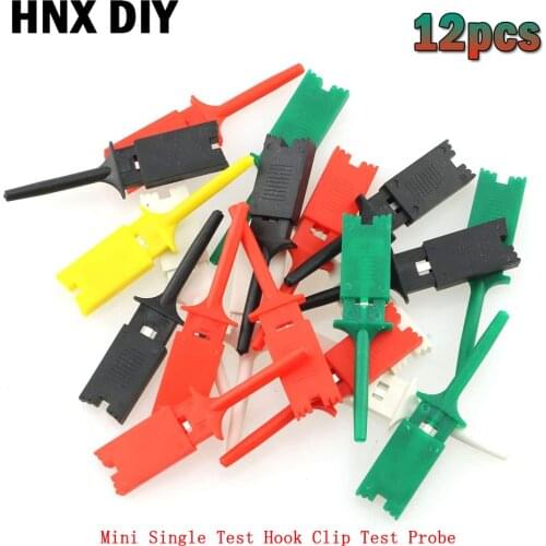 12Pcs Mini Single Test Hook Clip Test Probe For Electronic Testing IC Grabber Large Size Round Crocodile Clip Hook Test Clip
