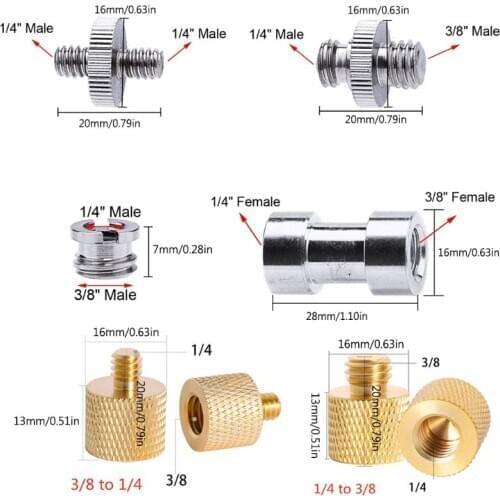 22Pcs Metal 1/4 to 3/8 Converter Thread Screws Tripod Camera Adapter Brass Screw Q81F