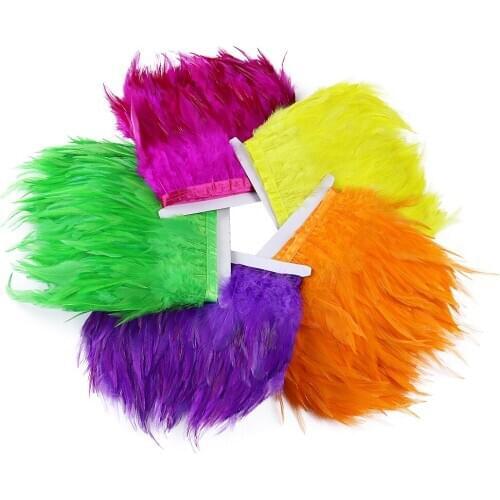 28 Colors 1 Meter Dyed Colored Chicken Cock Rooster Feather Satin Ribboon Lace Trim Width 4-6 Inches for Wedding Dresses Decor