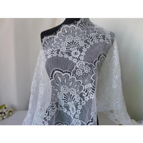 3m/lot Eyelash Lace Fabric Trim 44cm DIY Decorative Top Quality Soft White Chantilly Lace Trim Bridal Dress Fabric Lingerie Lace