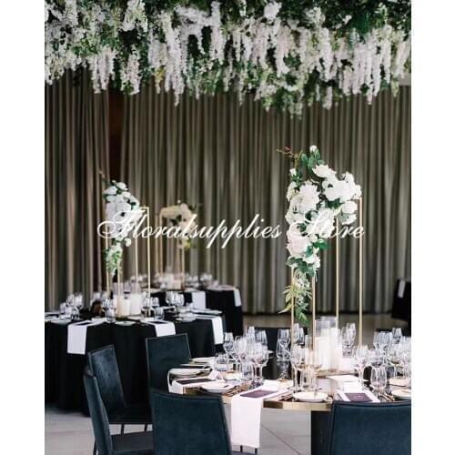 31.5 Inch Tall 9.84 Inch Diameter Gold Floor Vases Flowers Vase Metal Column Wedding Centerpiece Stand Marriage Display Rack
