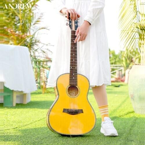 36 inch Folk Guitar Yellow Solid Spruce Guitar Travel Guitar Musical instrument Girls Child Gift Acoustic Guitar AGT340