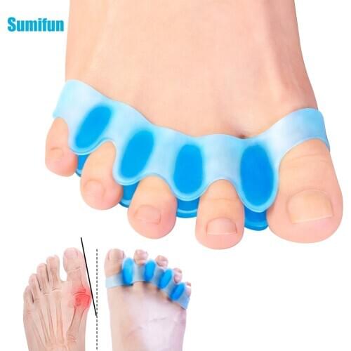2pcs Soft Transparent Blue Toe Separators Separate Overlapping Toes Pain Relief Hallux Valgus Bunion Corrector Foot Care C1757