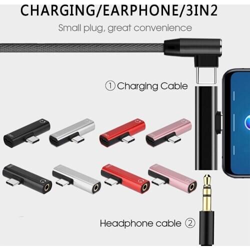 50pcs Type C Headphone Jack Adapter Type-C to 3.5mm Audio Charger Splitter Adapter for Huawei P20 P30 Pro Note 10 Xiaomi 8 6X