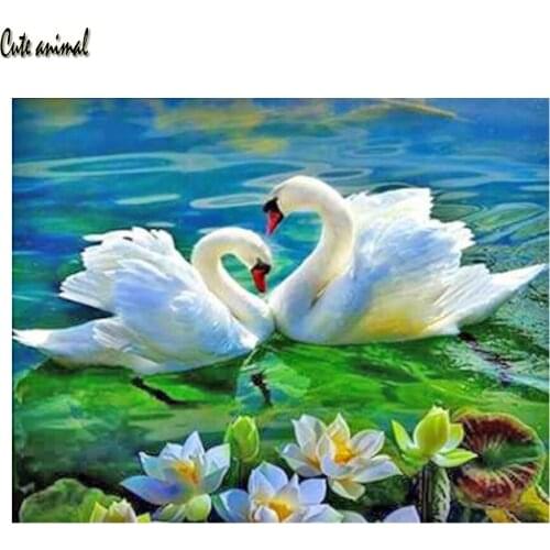 5D Diamond Painting Full Drill Square Round Swan Flower Diamond Embroidery Mosaic Sale Animal Handicraft Gift Home Decoration