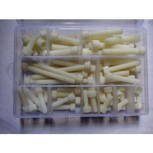 72pcs M8 M10 Nylon Allen Cap Head Screw Bolt Hex Screws Assortment Set White High Quality