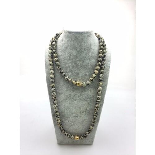 108 DalmatianJasper Stone Bracelet Yoga Prayers Fashion bracelets Mala bracelet beads Buddha head Four layers Bracelets