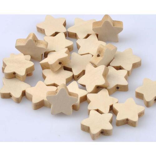 Natural Wooden Star Wooden Spacer Beads For Jewelry making DIY kids 19mm 50pcs MT1482