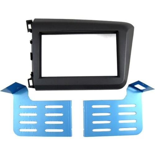 CarBar Double 2 Din Car Radio Fascia for Honda Civic 2009 Left Hand with Auto AC Dashboard Frame Panel Trim Kit Car Stereo Dash