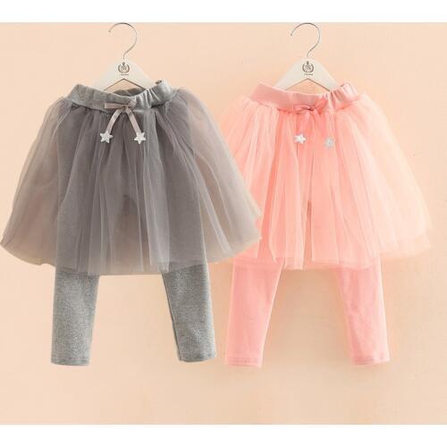 2020 Spring Autumn Korea 2 3 4 Children 90 100 110cm Capri Star Decoration Lace Baby Kids Girl Culottes Dance Skirt Leggings