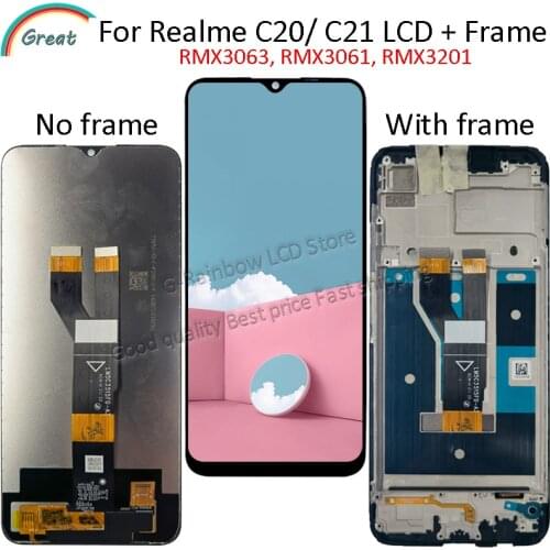 Original For Oppo Realme C20 LCD Display With Frame RMX3063 RMX3061 Touch Panel Screen Digitizer For Realme C21 LCD Pantalla