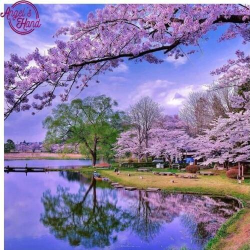 Diy Diamond mosaic pattern Rhinestone Pasted Full 3d Diamond Painting Cross Stitch icon Diamond Embroidery scenery lake picture