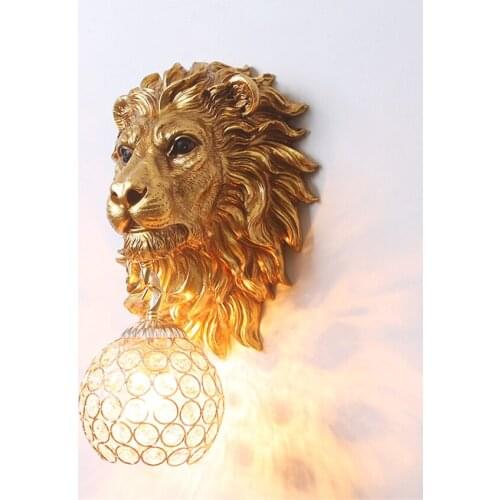 European Style Retro Lion Wall Lamp Living Room Background Wall Decor Lighting Hotel Corridor Aisle Stairs Art Design Wall Light